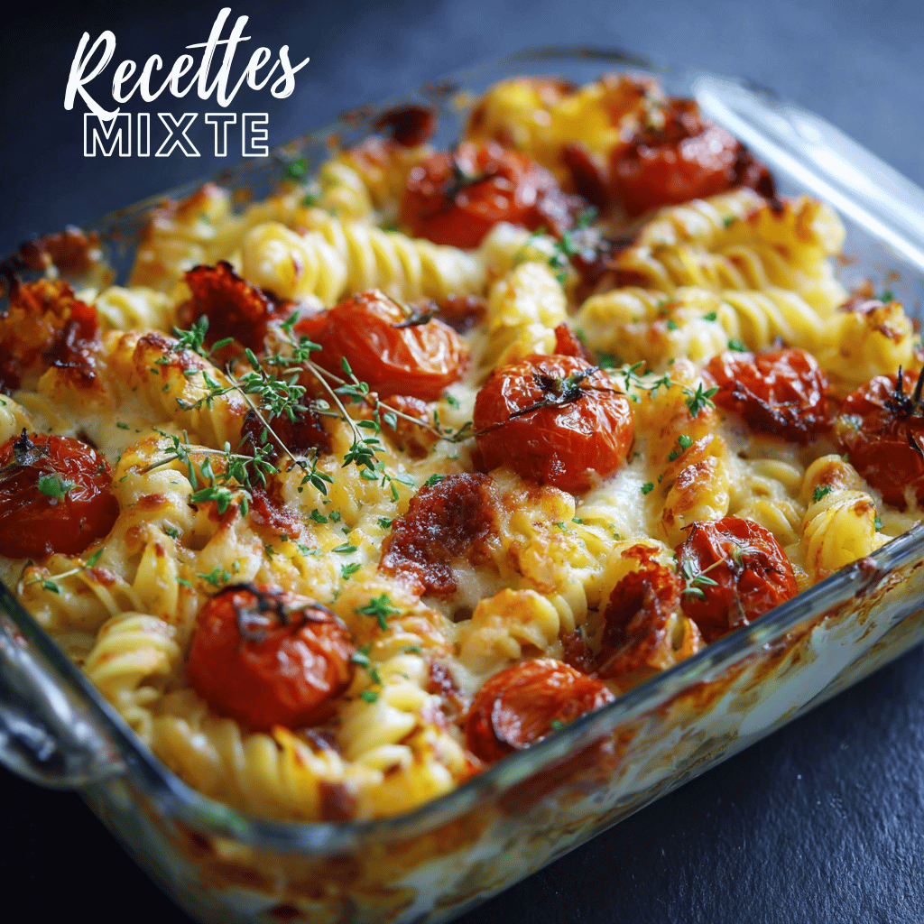 Gratin de pâtes au chorizo et tomates cerises WW