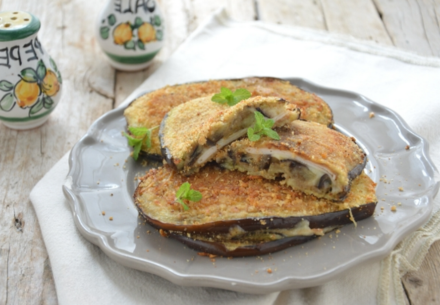 aubergines panées au fromage et au jambon