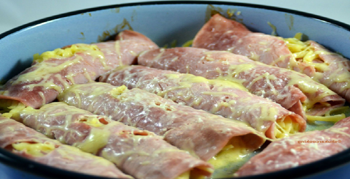 Roulés de jambon au spaghetti