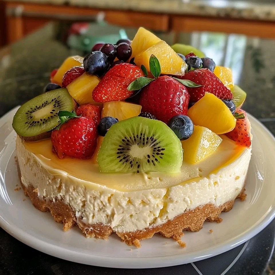 Cheesecake à la salade de fruits au Thermomix