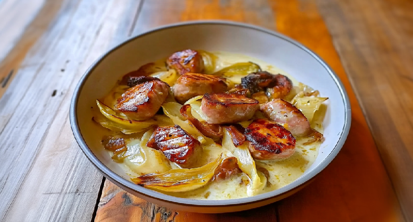 Gratin d'Endives aux Saucisses Fumées