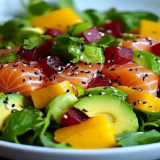 Salade de Saumon Fumé, Mangue et Avocat