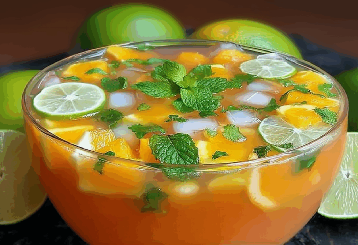 Punch frais aux agrumes, ananas et menthe