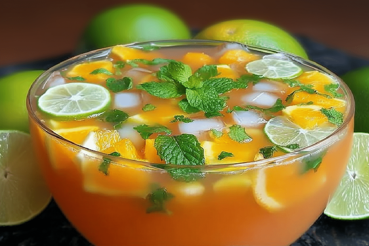 Punch frais aux agrumes, ananas et menthe
